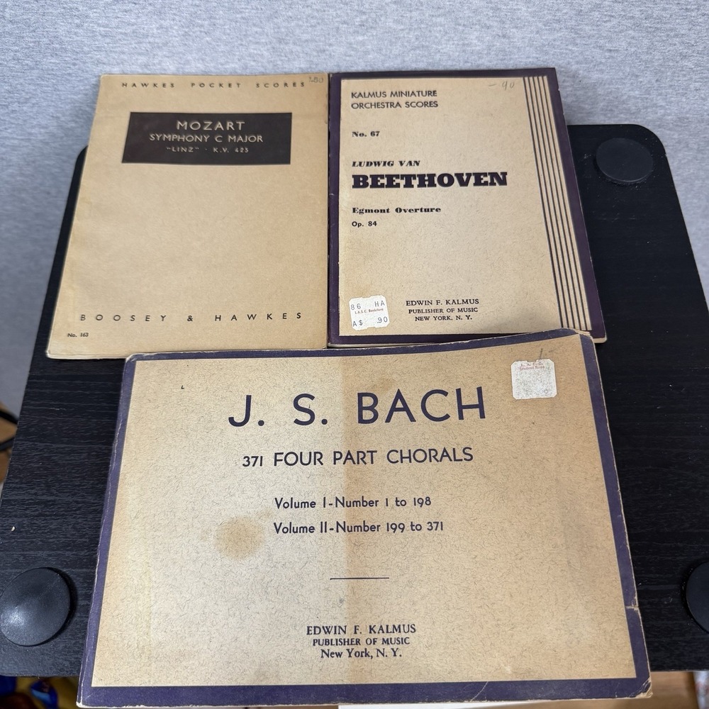 Vintage Classical Sheet Music Lot of 3 Bach Beethoven Mozart Miniature Scores